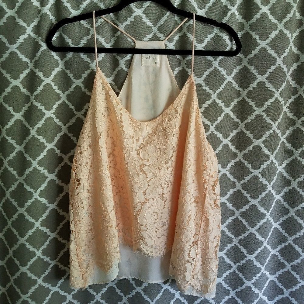 Ellui Lace High Low Racerback Blouse M